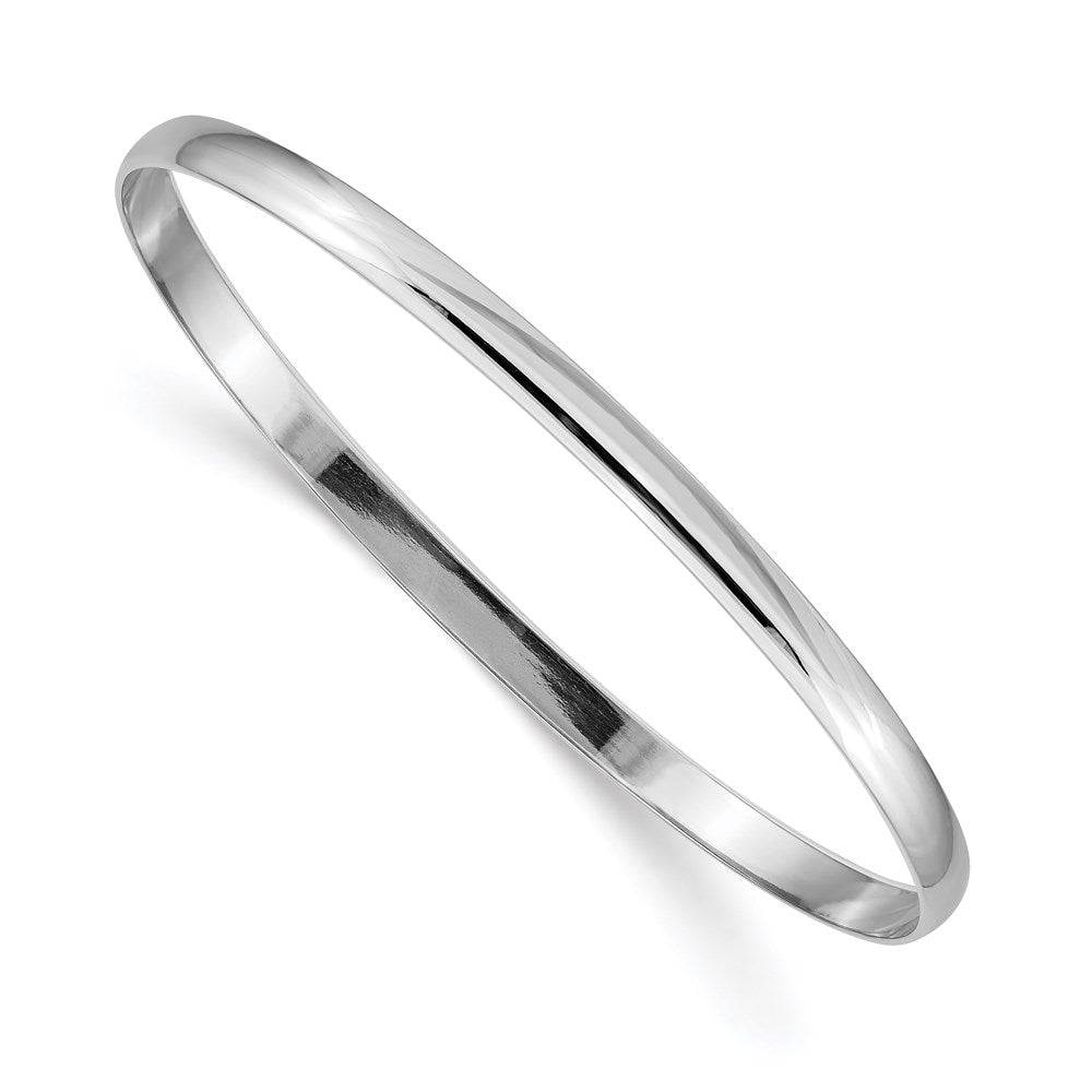4mm 14k White Gold Polished Half Round Solid Bangle Bracelet, Item B12602 by The Black Bow Jewelry Co.