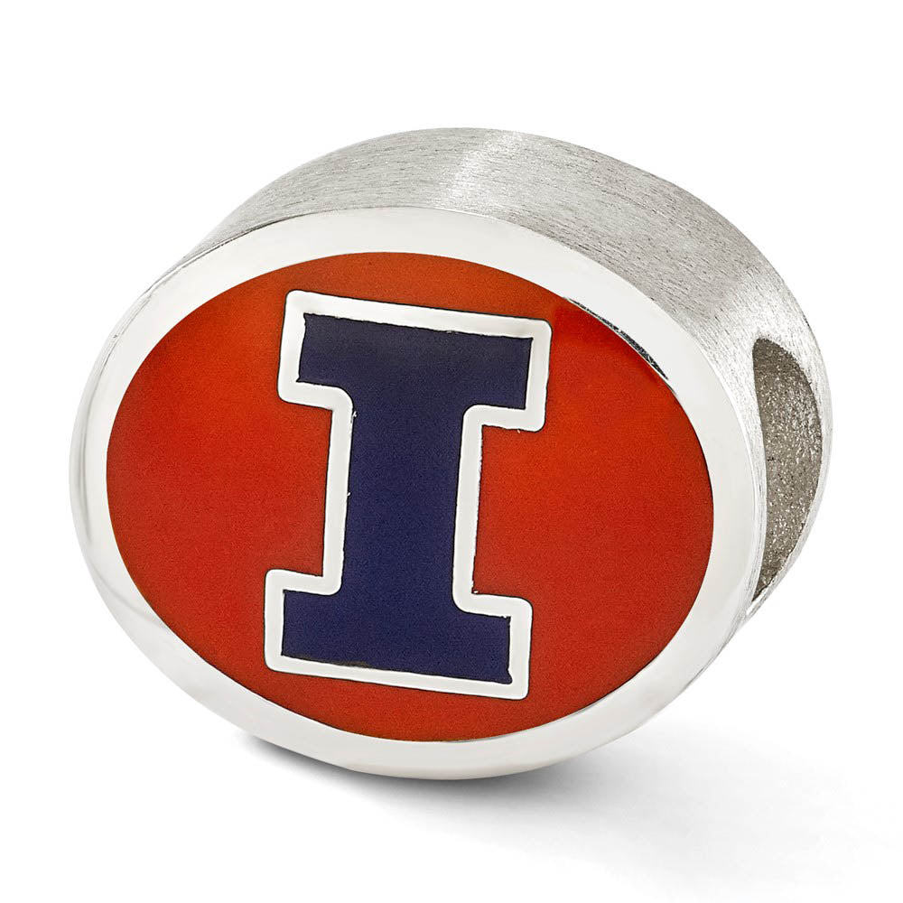 Alternate view of the Sterling Silver & Enamel University of Illinois Collegiate Bead Charm by The Black Bow Jewelry Co.