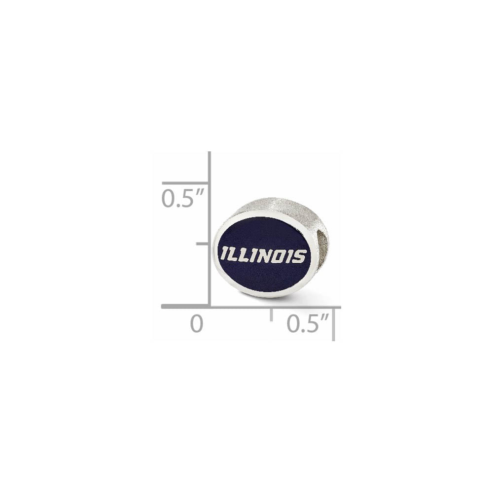 Alternate view of the Sterling Silver & Enamel University of Illinois Collegiate Bead Charm by The Black Bow Jewelry Co.