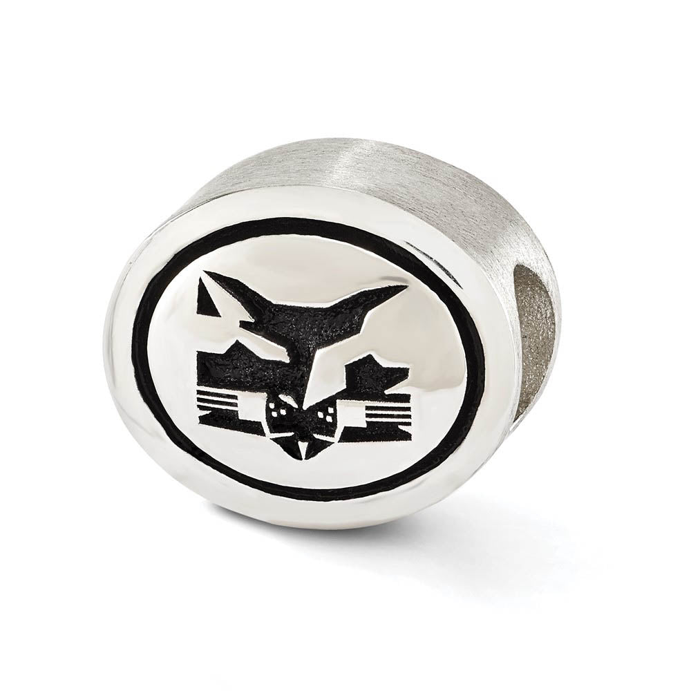 Sterling Silver New York University Collegiate Bead Charm, Item B12690 by The Black Bow Jewelry Co.