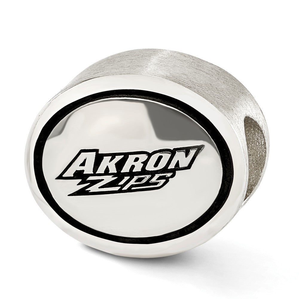 Sterling Silver University of Akron Collegiate Bead Charm, Item B12695 by The Black Bow Jewelry Co.