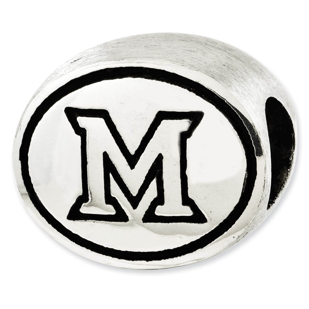 Sterling Silver Miami of Ohio Collegiate Bead Charm, Item B12699 by The Black Bow Jewelry Co.