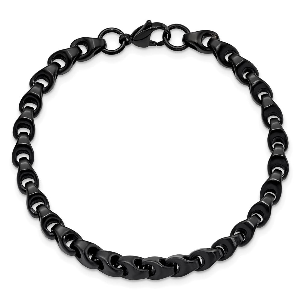 Alternate view of the Men&#39;s 6mm Black Plated Stainless Steel Chain Link Bracelet, 9 Inch by The Black Bow Jewelry Co.
