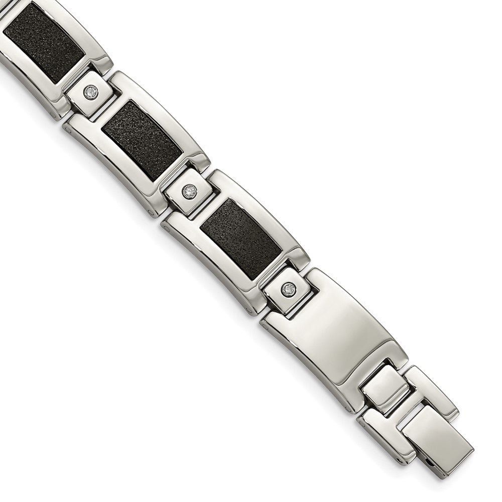Mens Stainless Steel Diamond Polished &amp; Laser Cut Bracelet, 8.25 Inch, Item B12749 by The Black Bow Jewelry Co.
