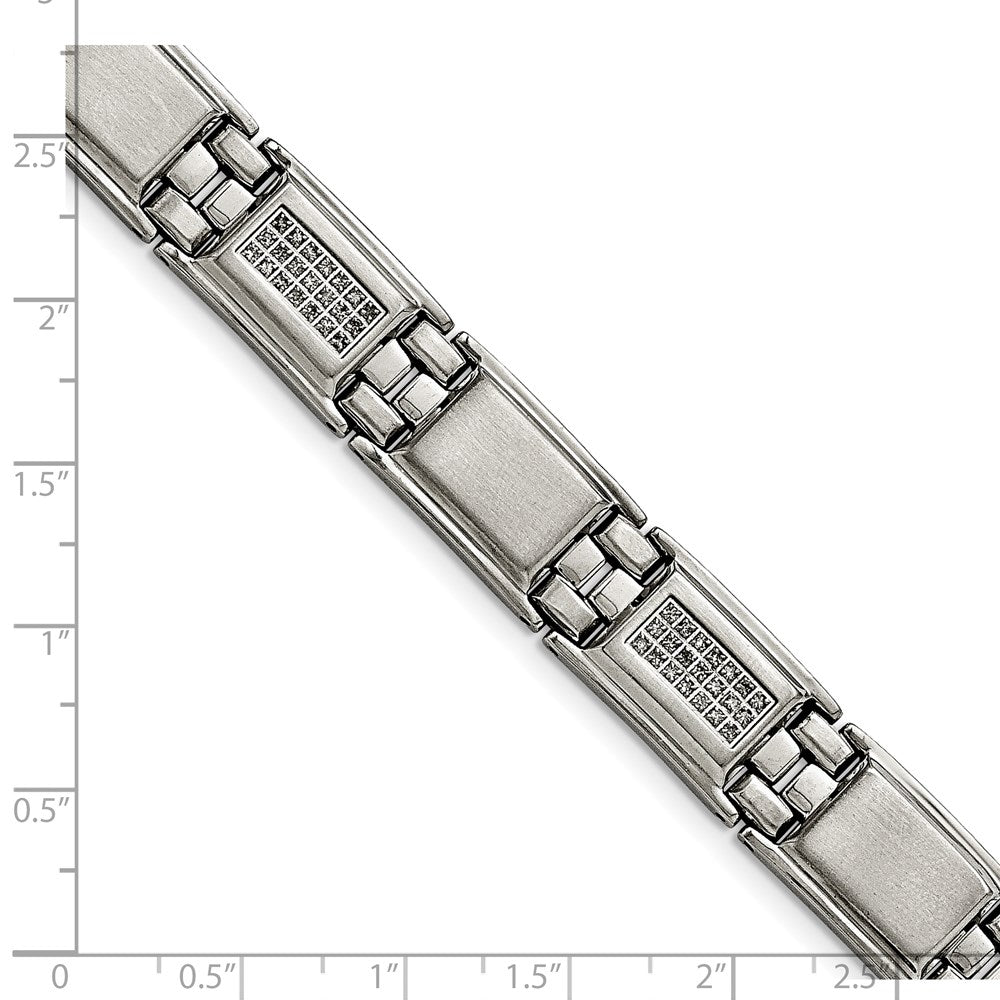 Alternate view of the Men&#39;s 13mm Stainless Steel &amp; 3/4 Ctw Diamond Link Bracelet, 8.75 Inch by The Black Bow Jewelry Co.
