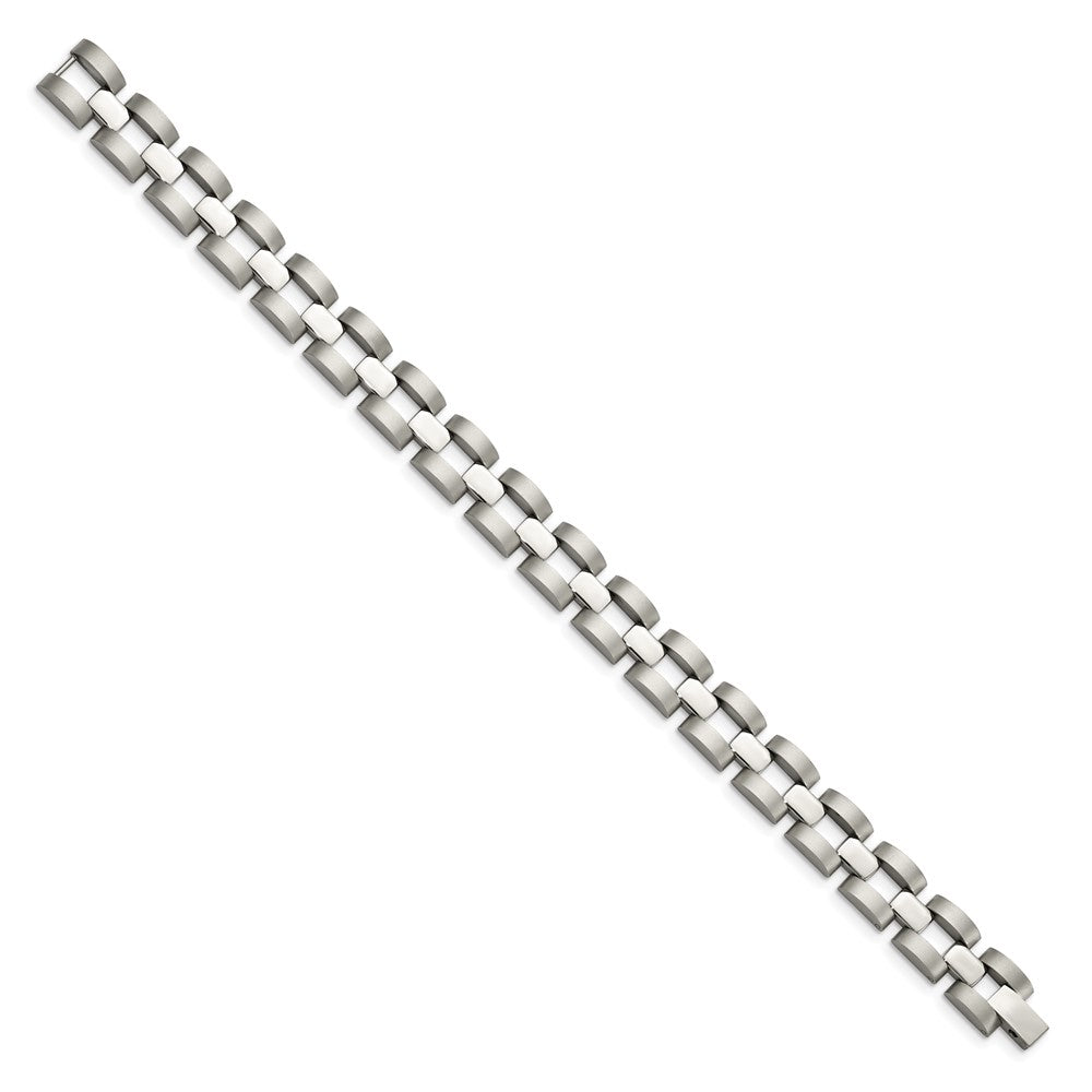 Alternate view of the Mens 12mm Stainless Steel Polished &amp; Matte Open Link Bracelet, 8.25 In by The Black Bow Jewelry Co.