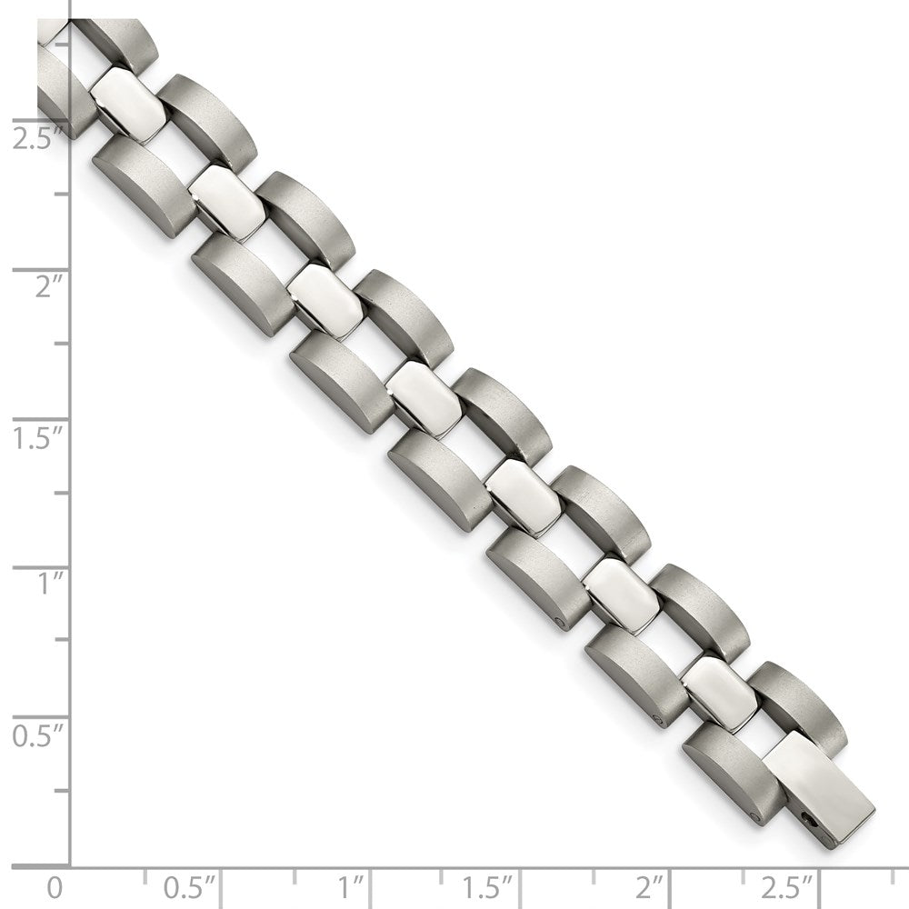 Alternate view of the Mens 12mm Stainless Steel Polished &amp; Matte Open Link Bracelet, 8.25 In by The Black Bow Jewelry Co.