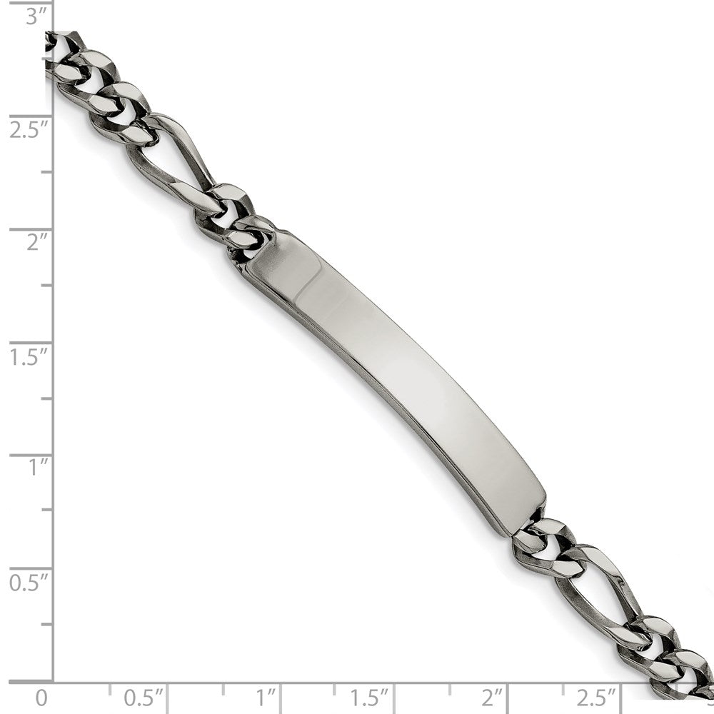 Alternate view of the Men&#39;s 7mm Polished Stainless Steel Figaro Link I.D. Bracelet, 8.25 In. by The Black Bow Jewelry Co.