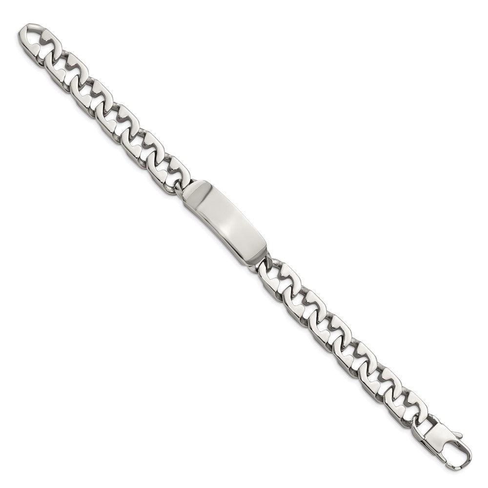 Alternate view of the Men&#39;s 10mm Polished Stainless Steel Engravable I.D. Bracelet, 8.75 In. by The Black Bow Jewelry Co.