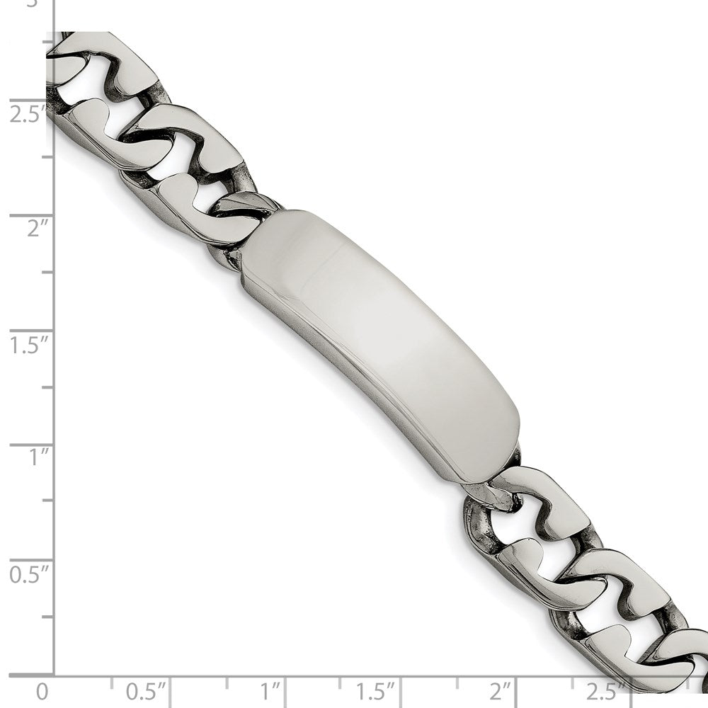 Alternate view of the Men&#39;s 10mm Polished Stainless Steel Engravable I.D. Bracelet, 8.75 In. by The Black Bow Jewelry Co.