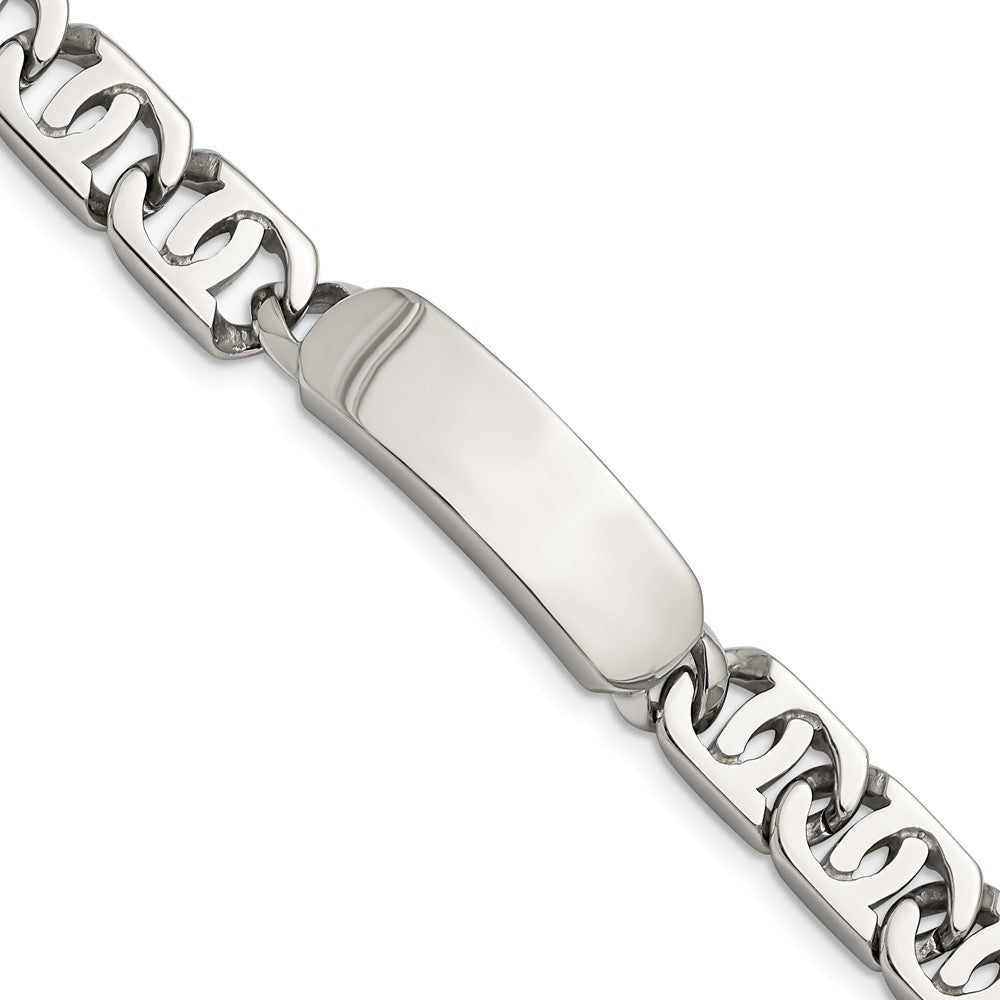 Men&#39;s 12mm Polished Stainless Steel Engravable I.D. Bracelet, 8.75 In., Item B12778 by The Black Bow Jewelry Co.