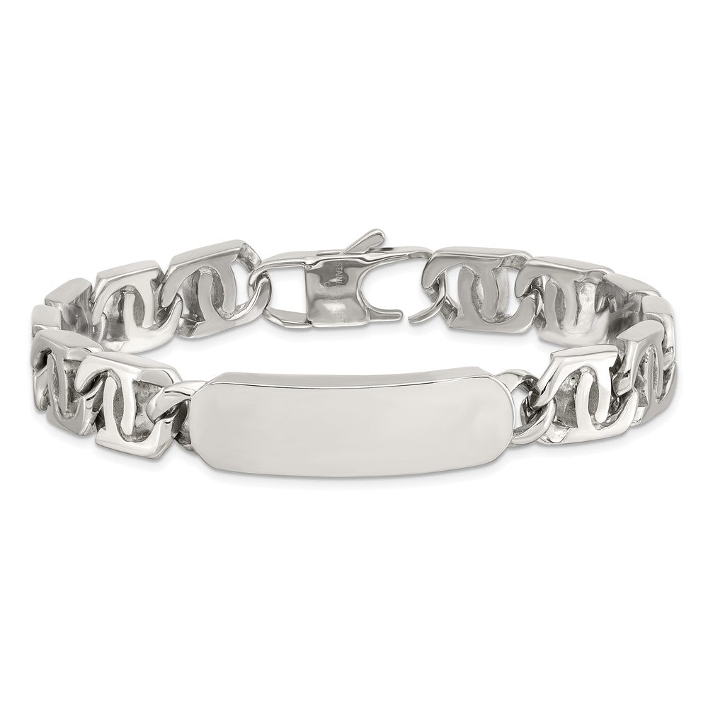 Alternate view of the Men&#39;s 12mm Polished Stainless Steel Engravable I.D. Bracelet, 8.75 In. by The Black Bow Jewelry Co.