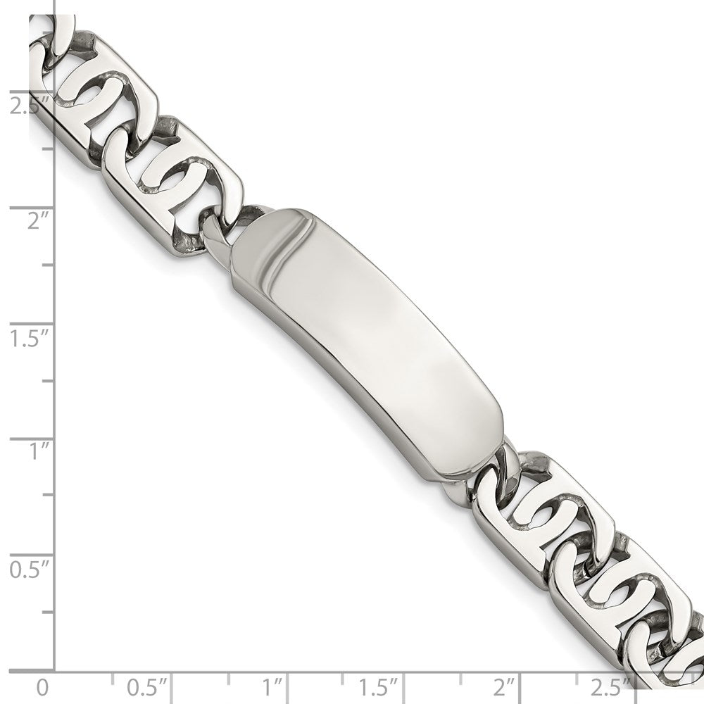 Alternate view of the Men&#39;s 12mm Polished Stainless Steel Engravable I.D. Bracelet, 8.75 In. by The Black Bow Jewelry Co.