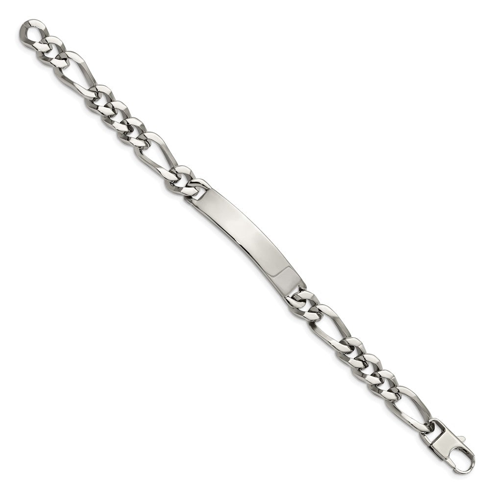 Alternate view of the Men&#39;s 10mm Polished Stainless Steel Figaro Link I.D. Bracelet, 9.25 In by The Black Bow Jewelry Co.