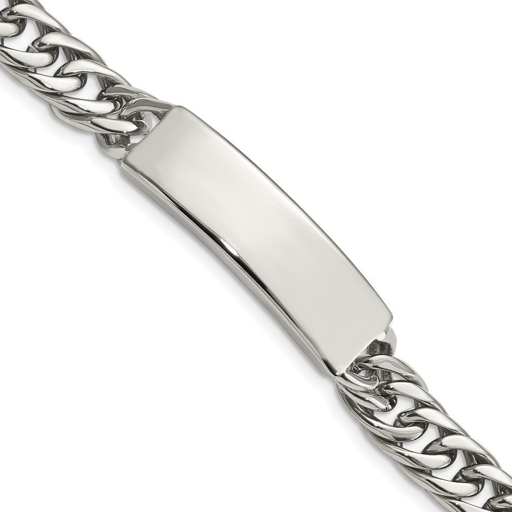 Men&#39;s 12mm Stainless Steel Curb Link I.D. Bracelet, 8.5 Inch, Item B12780 by The Black Bow Jewelry Co.