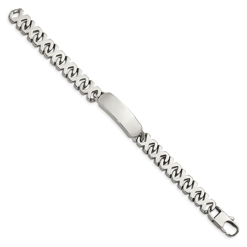 Alternate view of the Men&#39;s 10mm Polished Stainless Steel X Link I.D. Bracelet, 8.25 Inch by The Black Bow Jewelry Co.