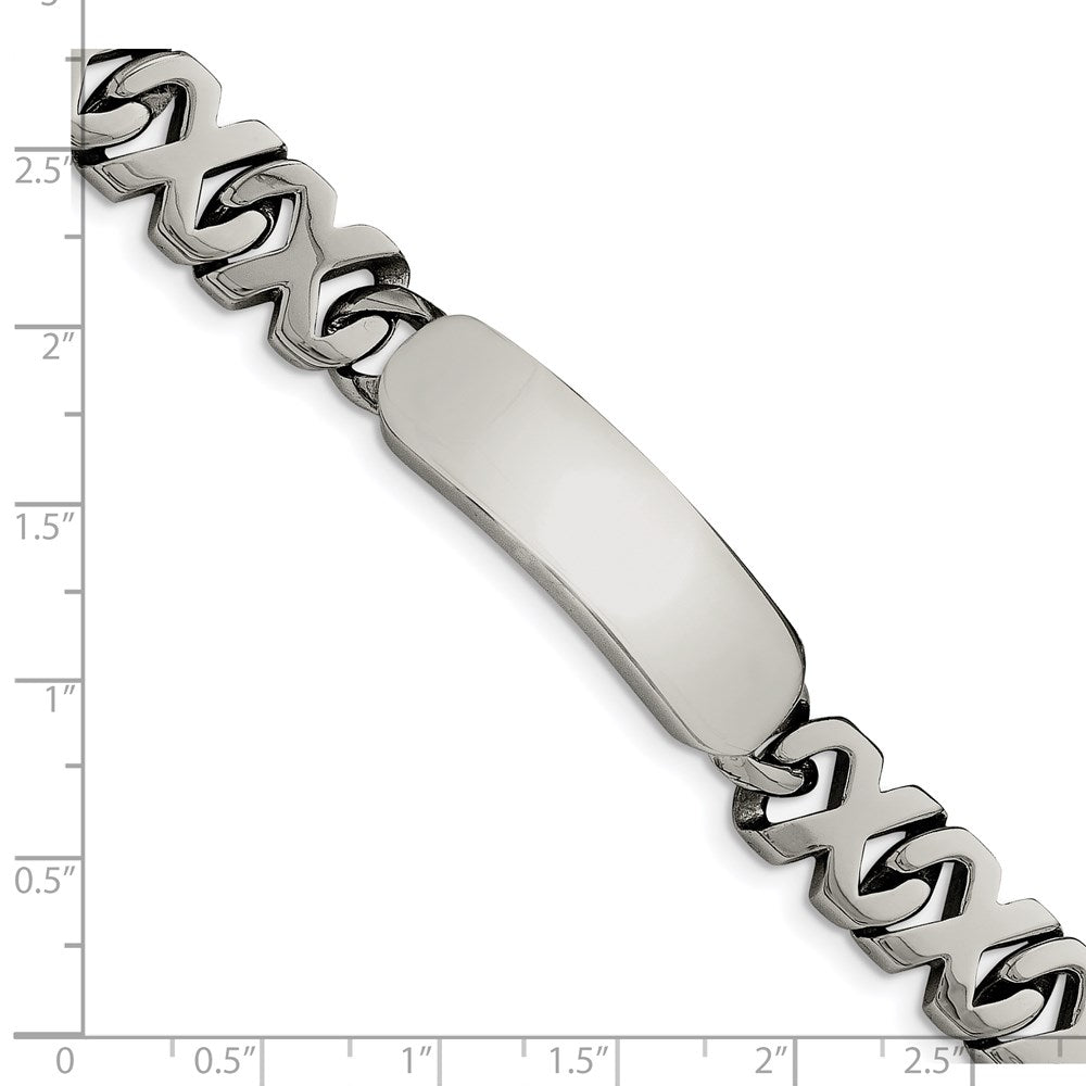 Alternate view of the Men&#39;s 10mm Polished Stainless Steel X Link I.D. Bracelet, 8.25 Inch by The Black Bow Jewelry Co.