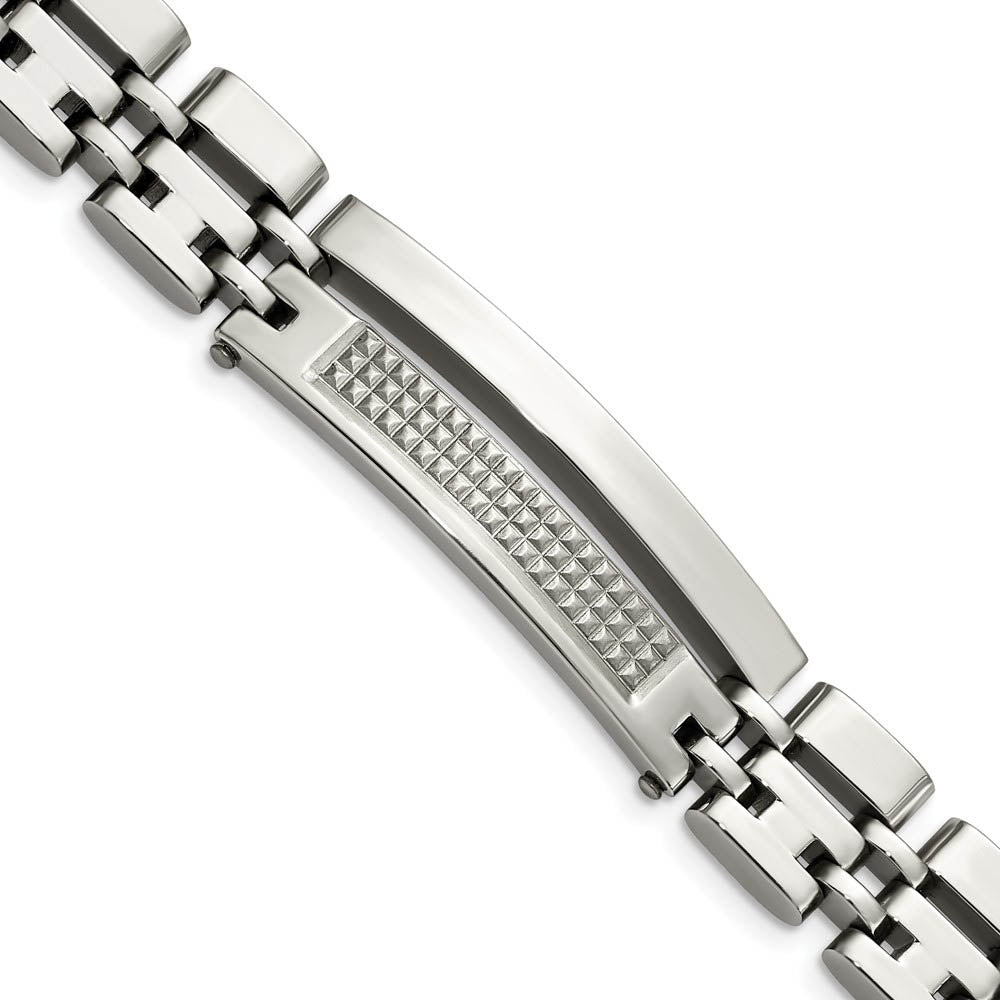 Men's Stainless Steel 15mm Brushed & Polished Link Bracelet, 8.5 Inch, Item B12791 by The Black Bow Jewelry Co.