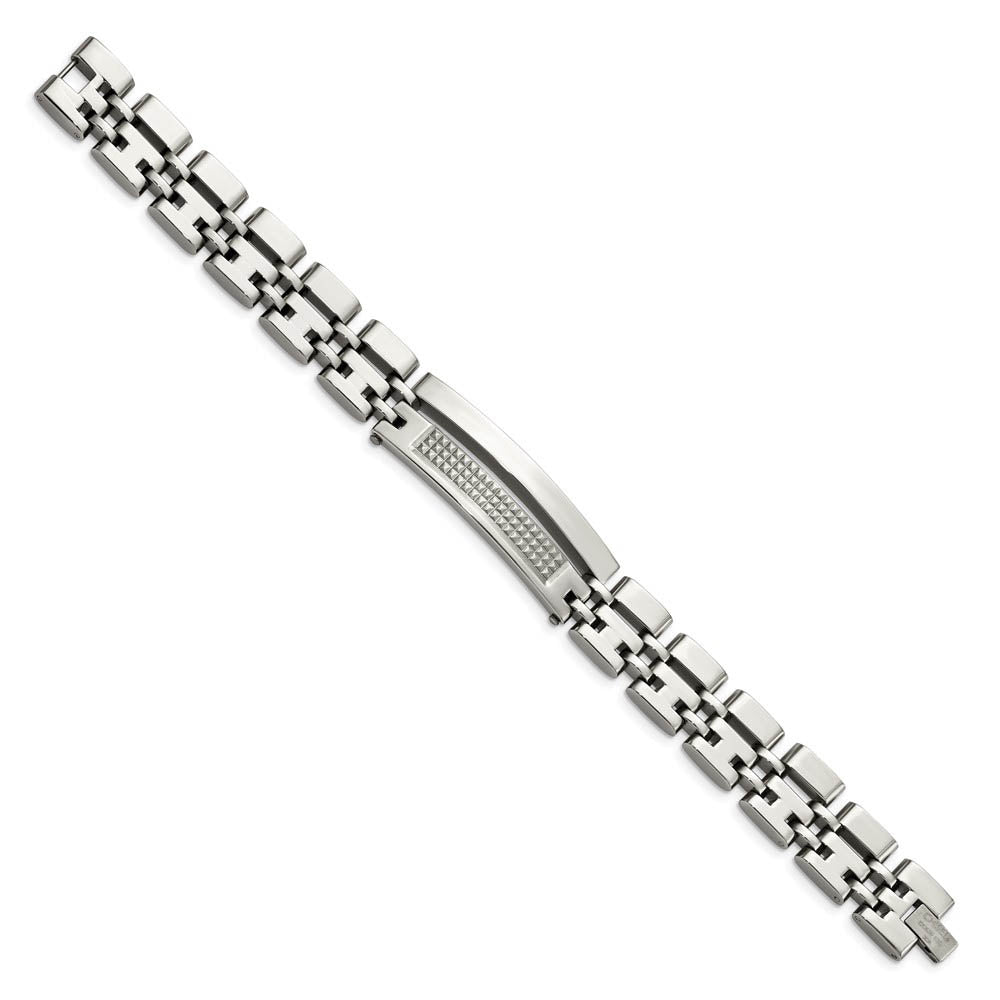 Alternate view of the Men's Stainless Steel 15mm Brushed & Polished Link Bracelet, 8.5 Inch by The Black Bow Jewelry Co.