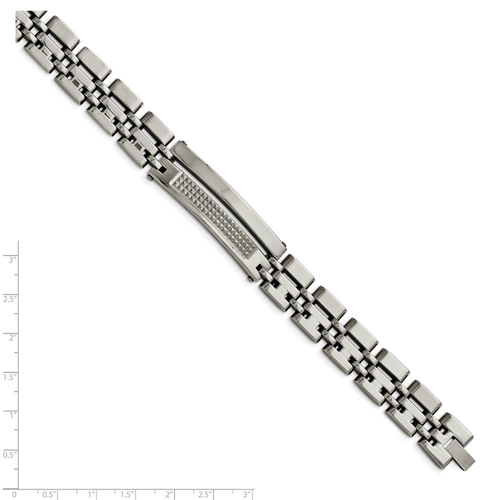 Alternate view of the Men's Stainless Steel 15mm Brushed & Polished Link Bracelet, 8.5 Inch by The Black Bow Jewelry Co.