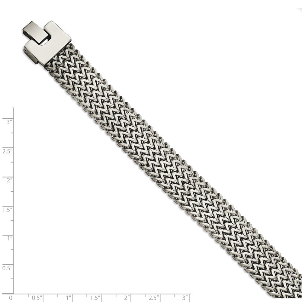 Alternate view of the Men&#39;s 16mm Polished Stainless Steel Woven Bracelet, 7.5 Inch by The Black Bow Jewelry Co.