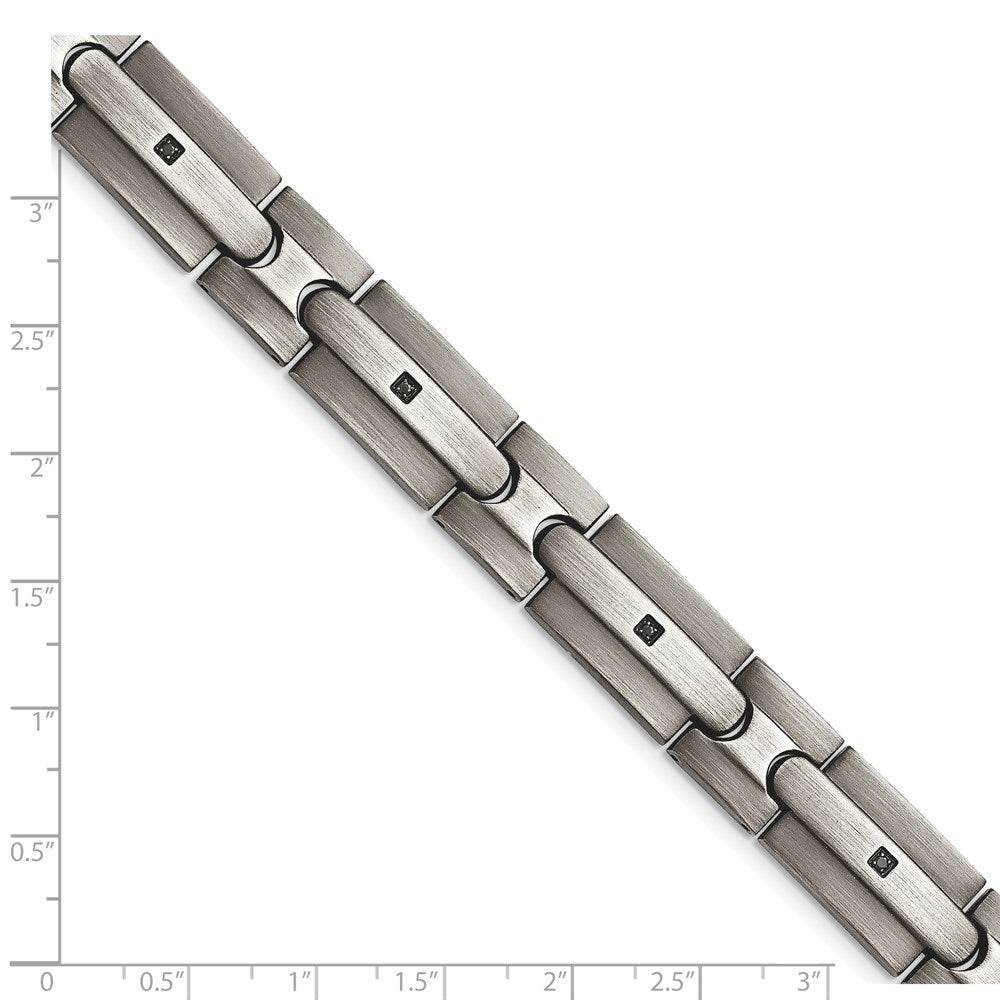 Alternate view of the Men&#39;s 12mm Stainless Steel &amp; Black CZ Antiqued Link Bracelet, 8.25 In by The Black Bow Jewelry Co.