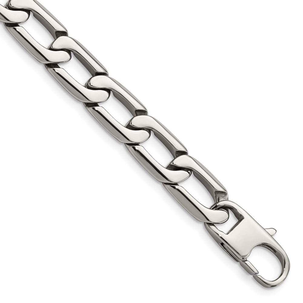 Men&#39;s 11mm Stainless Steel Open Square Curb Chain Bracelet, 8.5 Inch, Item B12860 by The Black Bow Jewelry Co.