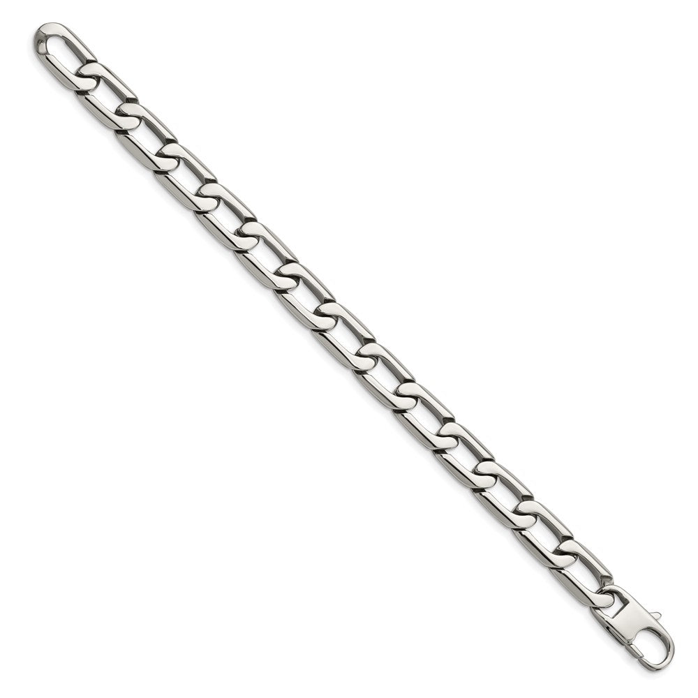 Alternate view of the Men&#39;s 11mm Stainless Steel Open Square Curb Chain Bracelet, 8.5 Inch by The Black Bow Jewelry Co.