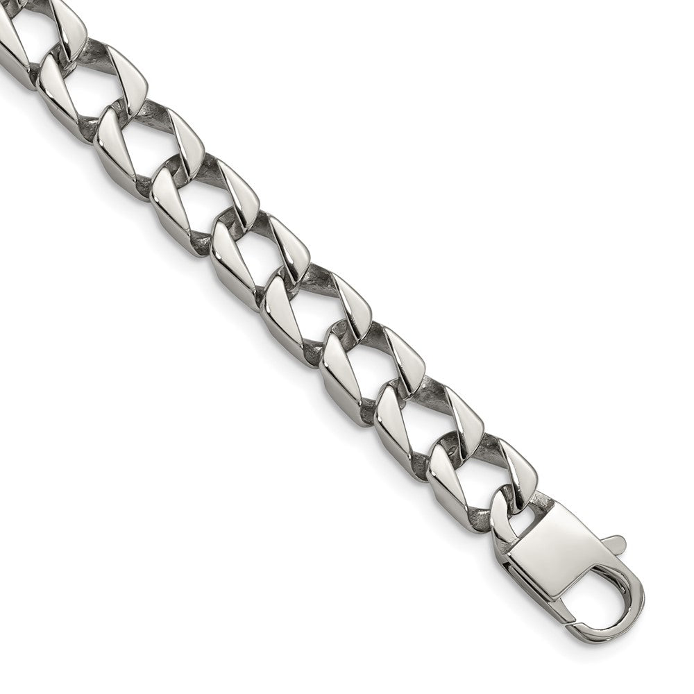 Mens 8mm Polished Stainless Steel Square Curb Chain Bracelet, 8.5 Inch, Item B12864 by The Black Bow Jewelry Co.
