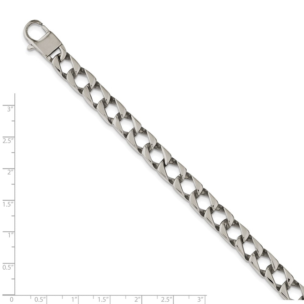 Alternate view of the Mens 8mm Polished Stainless Steel Square Curb Chain Bracelet, 8.5 Inch by The Black Bow Jewelry Co.