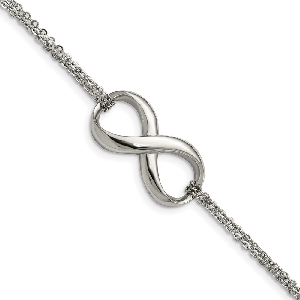 Infinity Symbol Double Strand Bracelet in Stainless Steel, 7.5 Inch, Item B12875 by The Black Bow Jewelry Co.