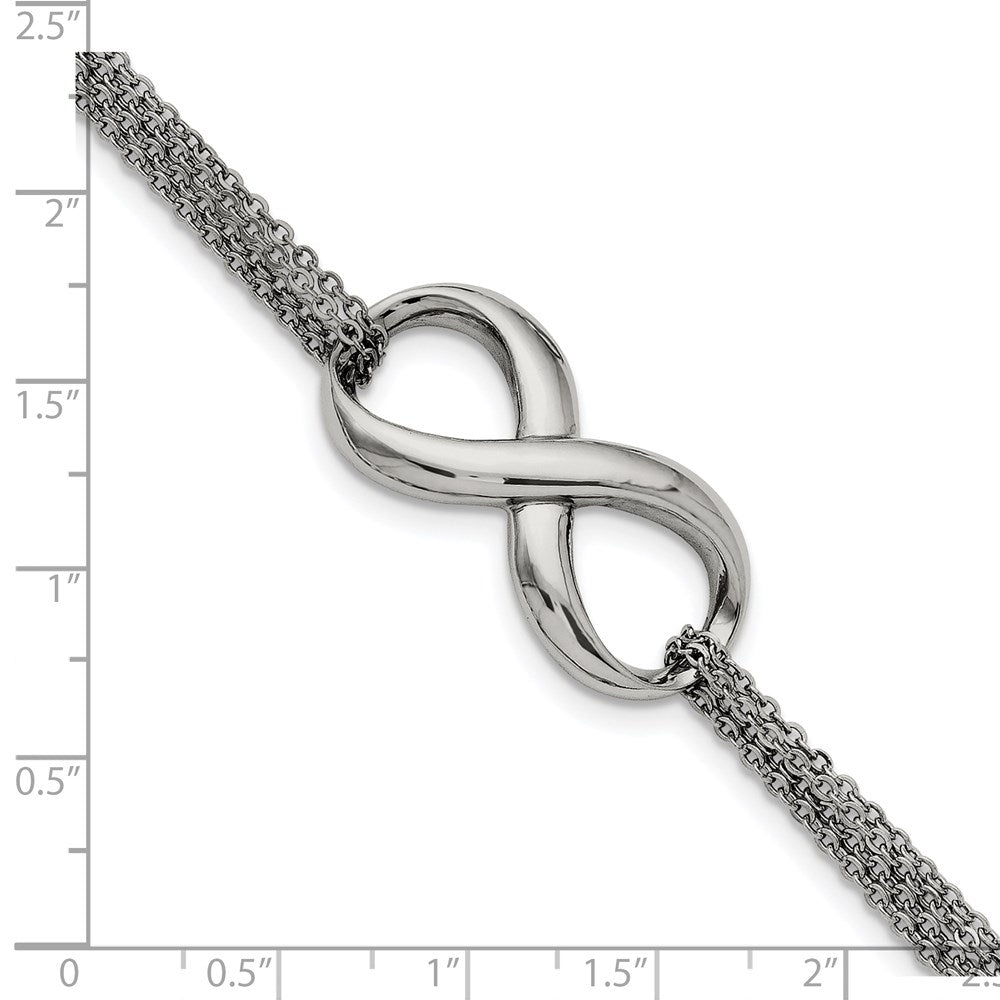 Alternate view of the Infinity Symbol Double Strand Bracelet in Stainless Steel, 7.5 Inch by The Black Bow Jewelry Co.