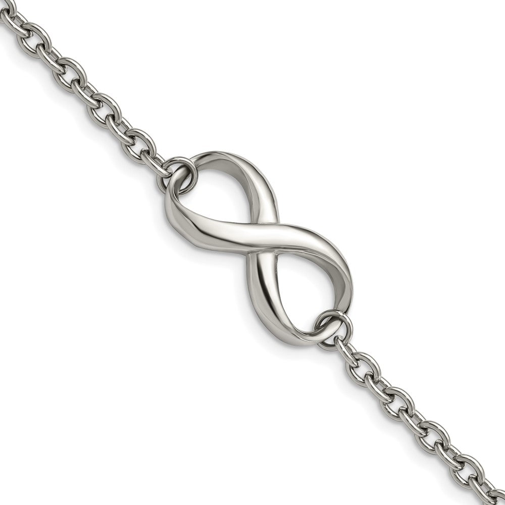 Infinity Symbol Cable Chain Bracelet in Stainless Steel, 7.5 Inch, Item B12876 by The Black Bow Jewelry Co.