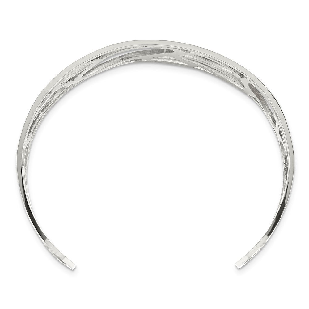 Alternate view of the 36mm Stainless Steel Polished Ovals Tapered Cuff Bracelet by The Black Bow Jewelry Co.