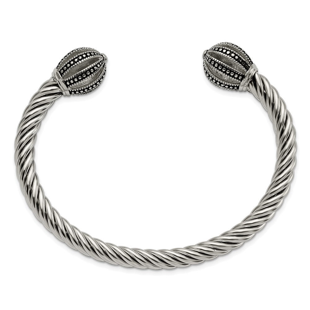 Alternate view of the Stainless Steel Twisted Antiqued Crown Cuff Bracelet by The Black Bow Jewelry Co.