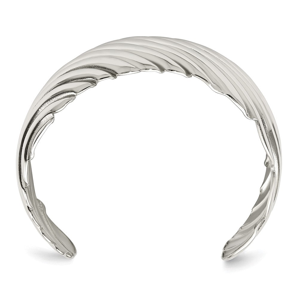 Alternate view of the 31mm Stainless Steel Polished Striped Cuff Bracelet by The Black Bow Jewelry Co.