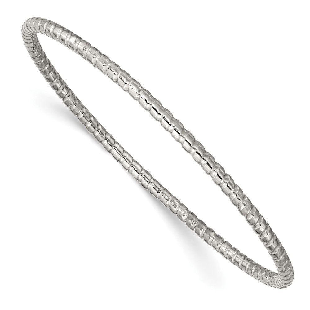 3mm Stainless Steel Polished Textured Bangle Bracelet, Item B12911 by The Black Bow Jewelry Co.