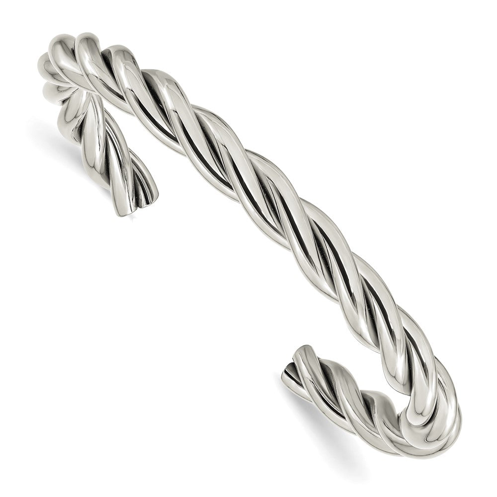 Unisex 8mm Stainless Steel Polished Twisted Cuff Bracelet, Item B12912 by The Black Bow Jewelry Co.