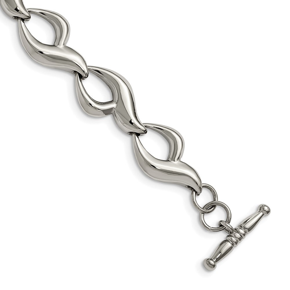 13mm Stainless Steel Fancy Chain Link Toggle Clasp Bracelet, 8.25 Inch, Item B12914 by The Black Bow Jewelry Co.