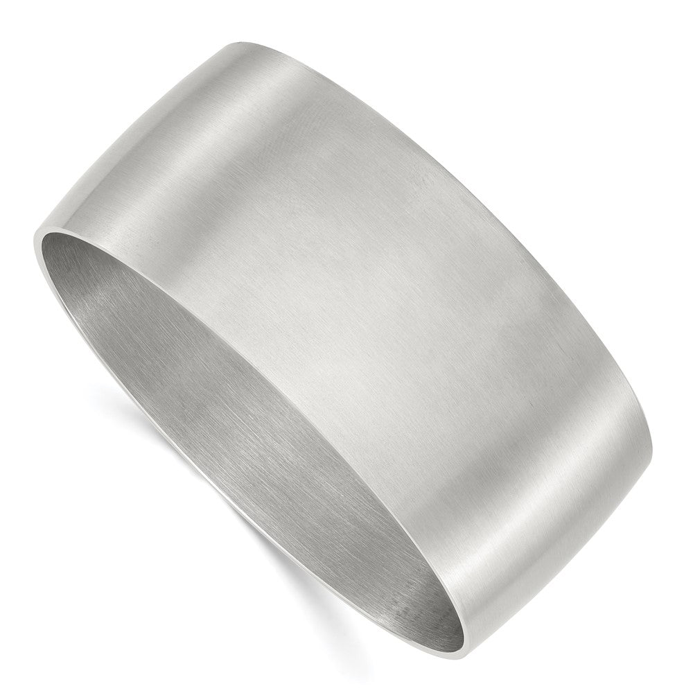 33mm Stainless Steel Brushed Slightly Domed Bangle Bracelet, Item B12928 by The Black Bow Jewelry Co.