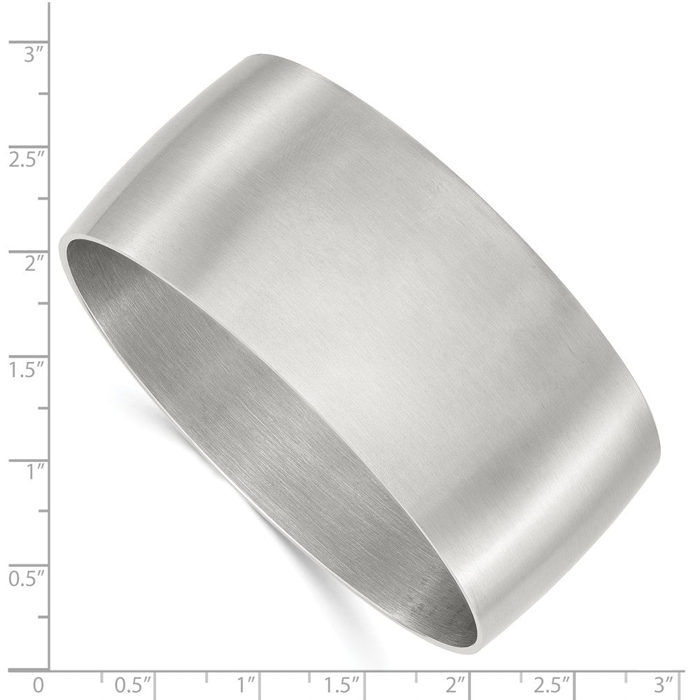 Alternate view of the 33mm Stainless Steel Brushed Slightly Domed Bangle Bracelet by The Black Bow Jewelry Co.