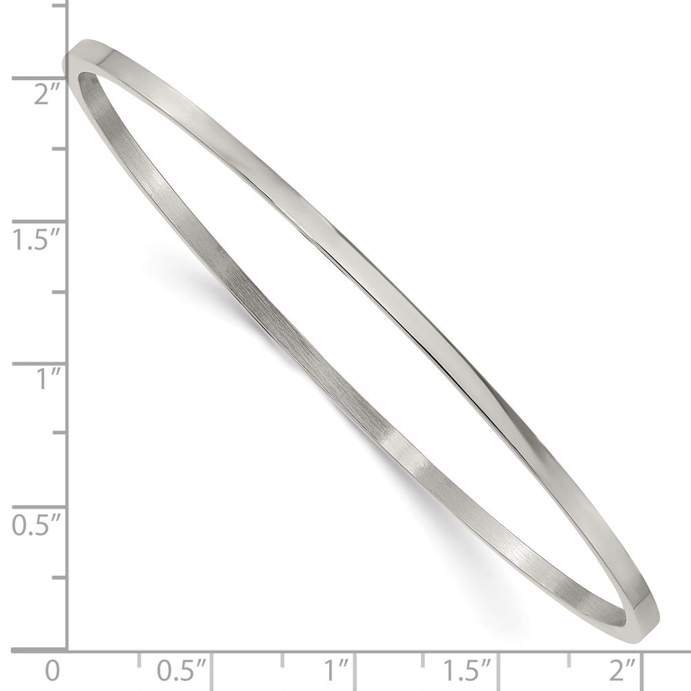 Alternate view of the 3mm Stainless Steel Classic Polished Flat Bangle Bracelet by The Black Bow Jewelry Co.