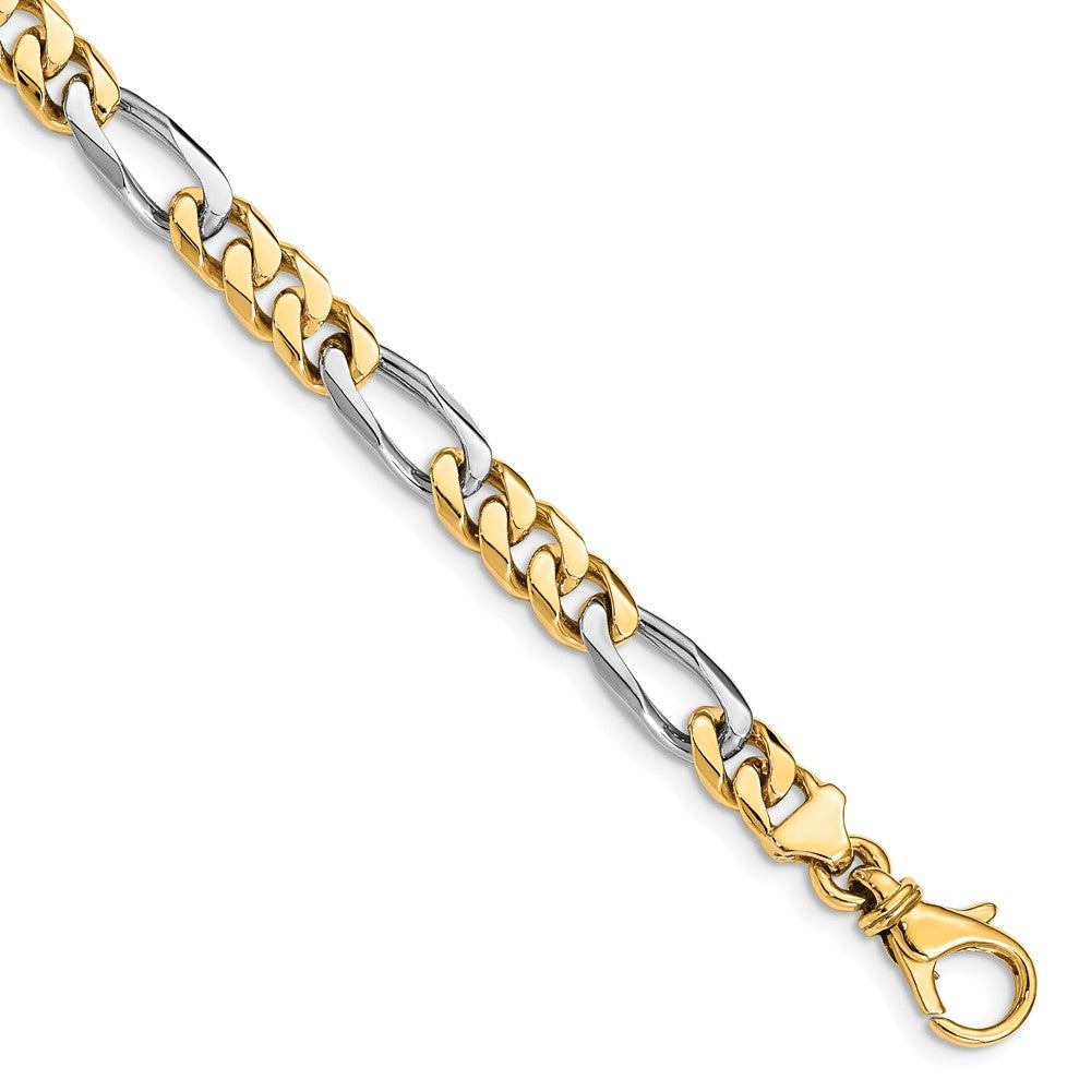Men&#39;s 14k Yellow &amp; White Gold 6.2mm Figaro Chain Bracelet, Item B12936 by The Black Bow Jewelry Co.