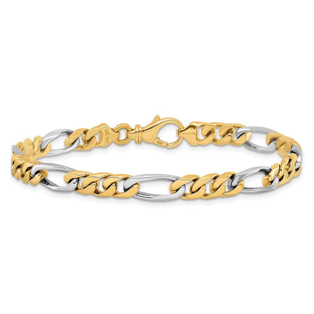 Alternate view of the Men&#39;s 14k Yellow &amp; White Gold 6.2mm Figaro Chain Bracelet by The Black Bow Jewelry Co.