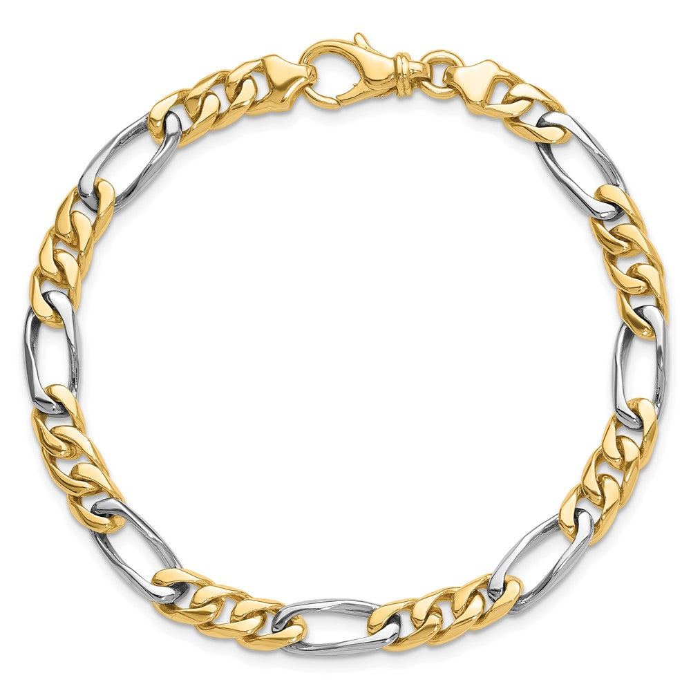Alternate view of the Men&#39;s 14k Yellow &amp; White Gold 6.2mm Figaro Chain Bracelet by The Black Bow Jewelry Co.