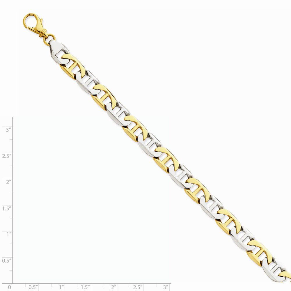 Alternate view of the Men's 8mm 14k Two Tone Gold Polished Anchor Chain Bracelet by The Black Bow Jewelry Co.