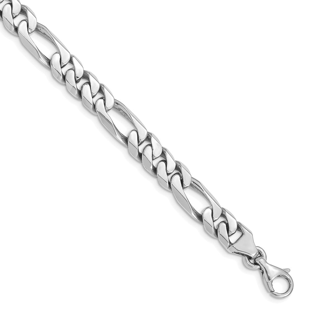 Men&#39;s 8mm 14k White Gold Polished Solid Figaro Chain Bracelet, Item B12948 by The Black Bow Jewelry Co.