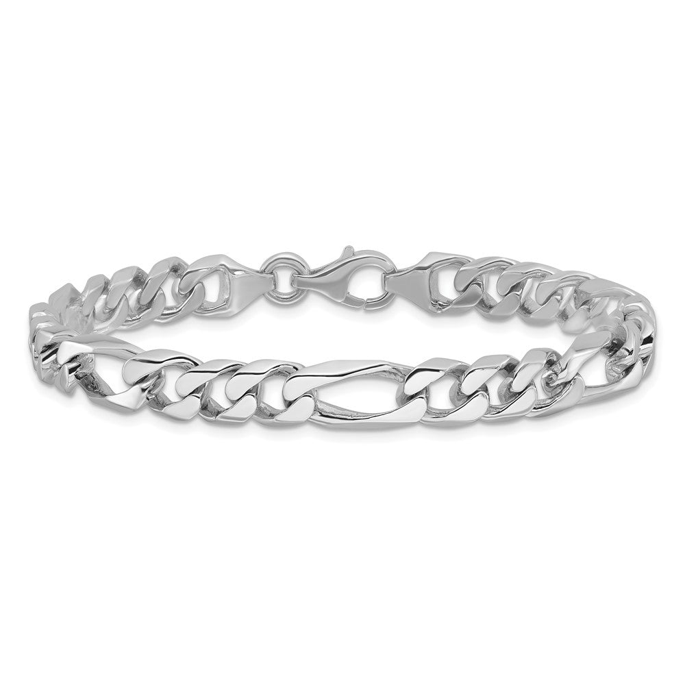 Alternate view of the Men&#39;s 8mm 14k White Gold Polished Solid Figaro Chain Bracelet by The Black Bow Jewelry Co.