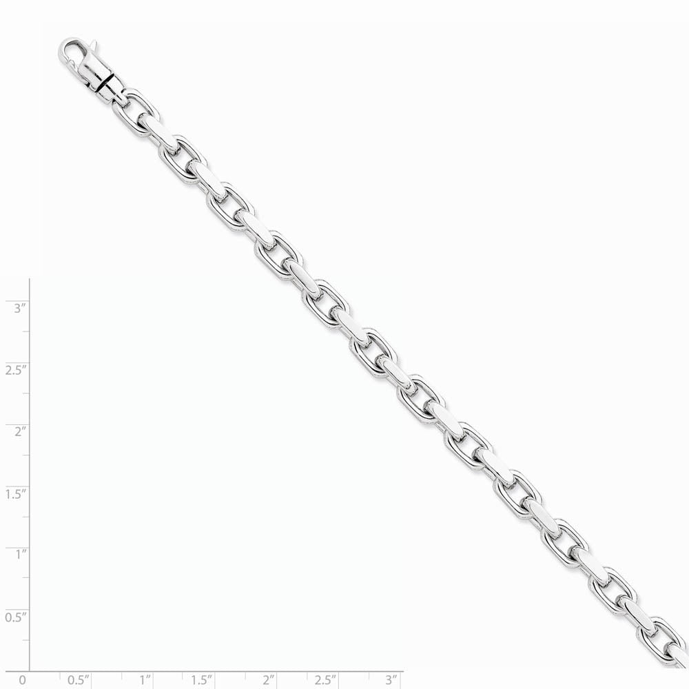 Alternate view of the 6.2mm 14k White Gold Polished Fancy Cable Chain Bracelet by The Black Bow Jewelry Co.