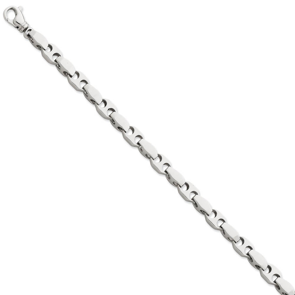 Men's 6.75mm 14k White Gold Fancy Anchor Link Chain Bracelet, Item B12957 by The Black Bow Jewelry Co.